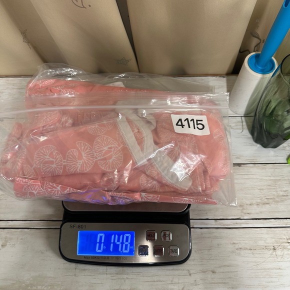 Garnet Hill Green Cotton Pajama Set Floral Print Long Sleeve Top Pants Sz L Wrap - Picture 14 of 14